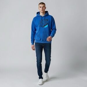 Troy Lee Designs Men’s Blue Racing Hoodie with Logo Size Large